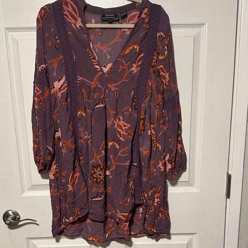 Bohemian Floral Mini Dress in Purple